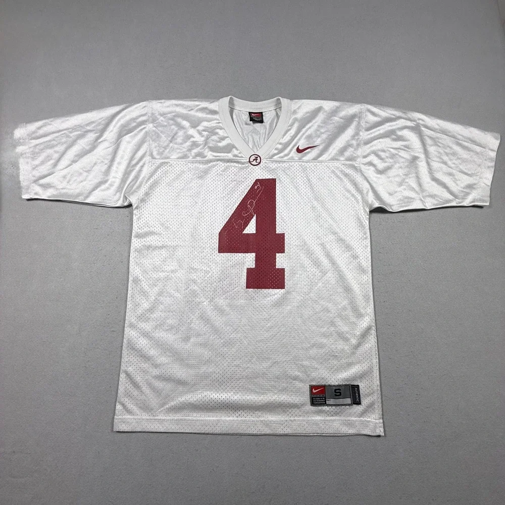 Nike Alabama Crimson Tide Jersey Mens Small White #4 Crimson Football Mesh